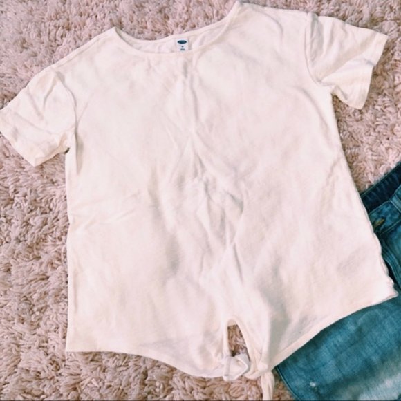 Old Navy Tops - Old Navy White Tie-Front 100% Cotton T-Shirt